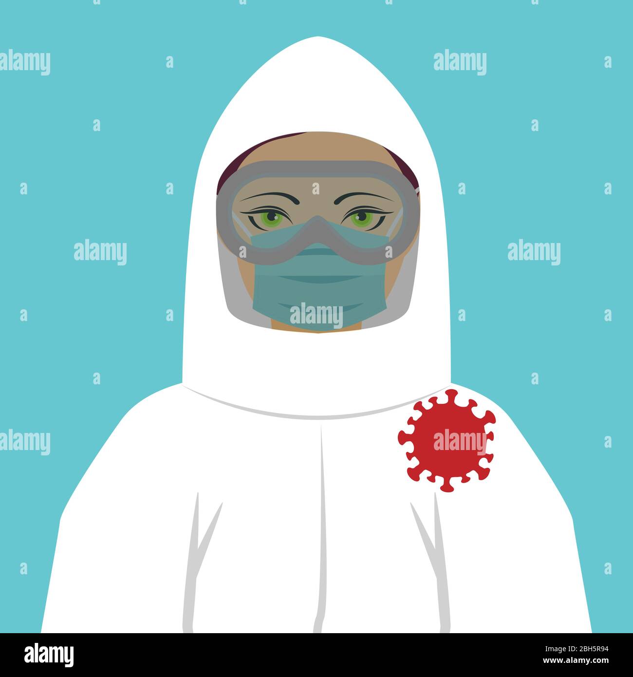 Medico che indossa dispositivi di protezione contro il coronavirus Illustrazione Vettoriale