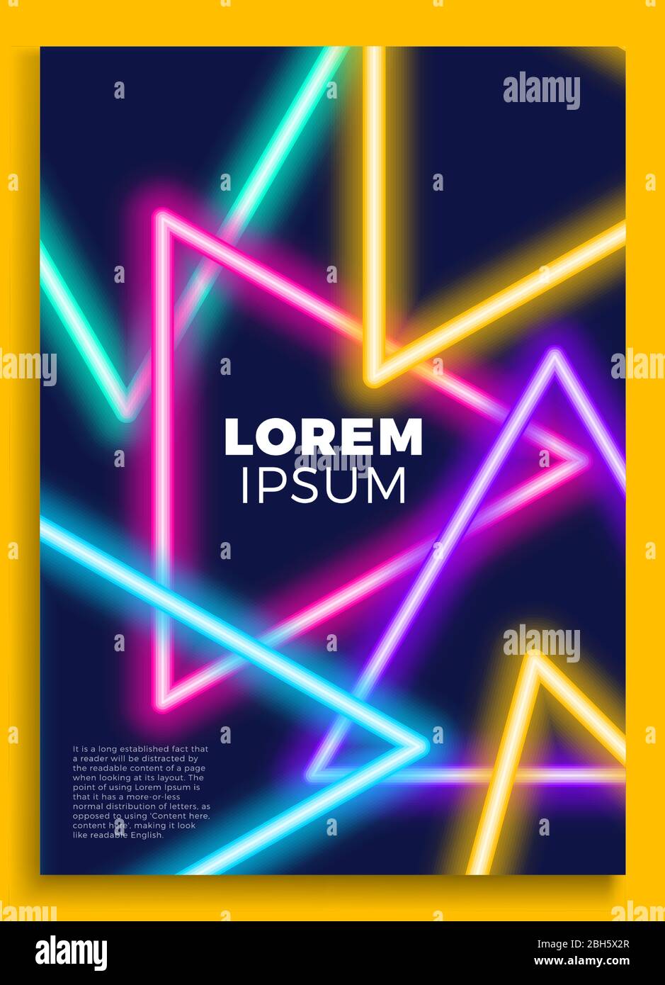 Il Neon poster, design retrò, 80s Sci-Fi pattern, sfondo futuristico.  Modello di Flyer. Forme, motion, astratta, geometriche illustrazione  vettoriale per musi Immagine e Vettoriale - Alamy