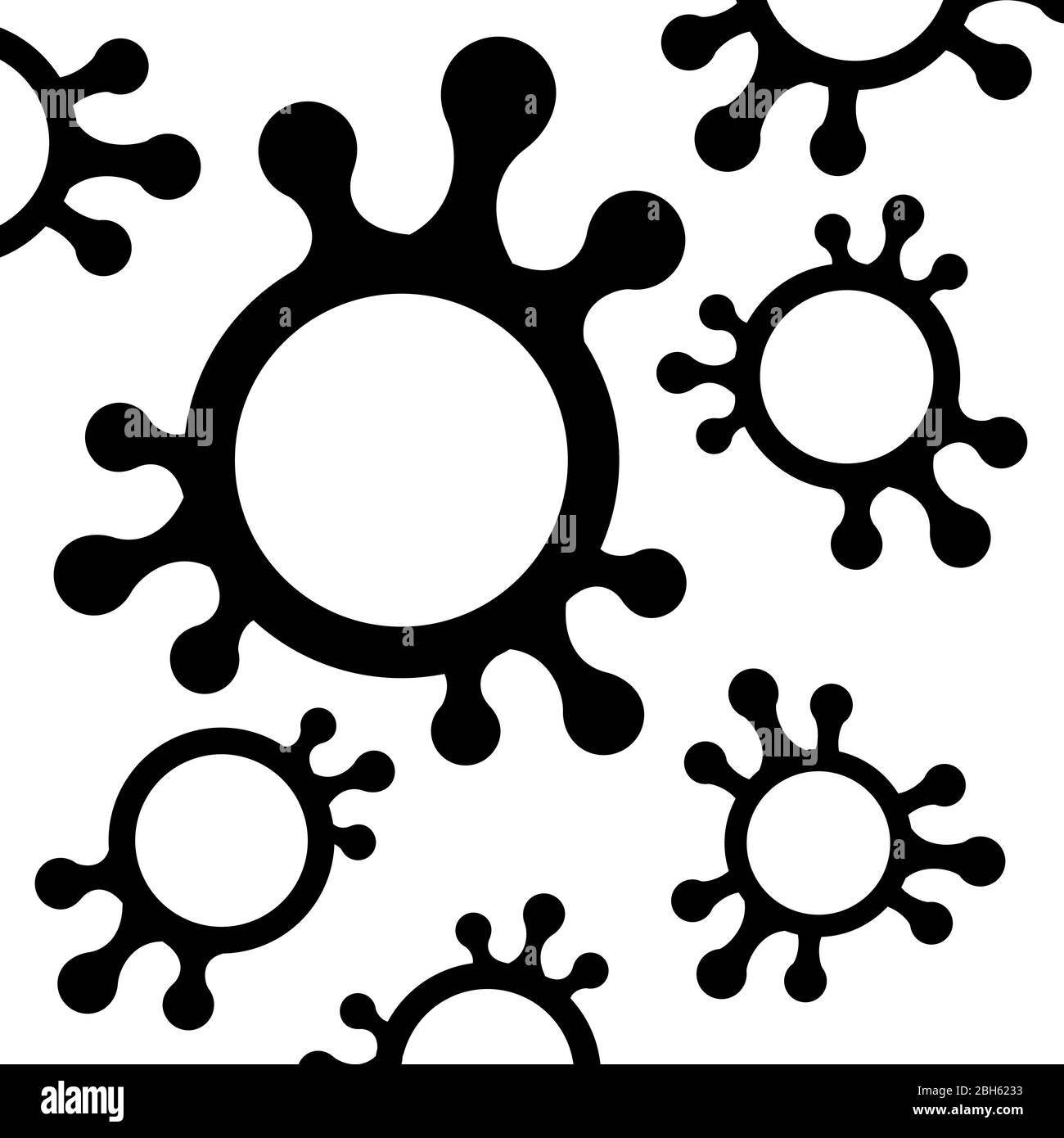 illustrazione del coronavirus alle statistiche di malattia di notizie. stop il virus del covid-19.isolato su sfondo bianco, disegno vettoriale nero isolato su bianco Illustrazione Vettoriale