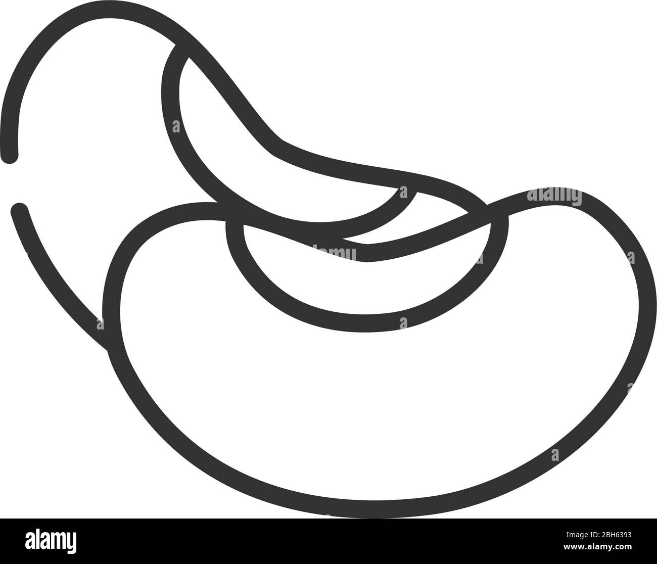 frutta e verdura concetto, icona fagioli verdi su sfondo bianco, stile linea, illustrazione vettoriale Illustrazione Vettoriale