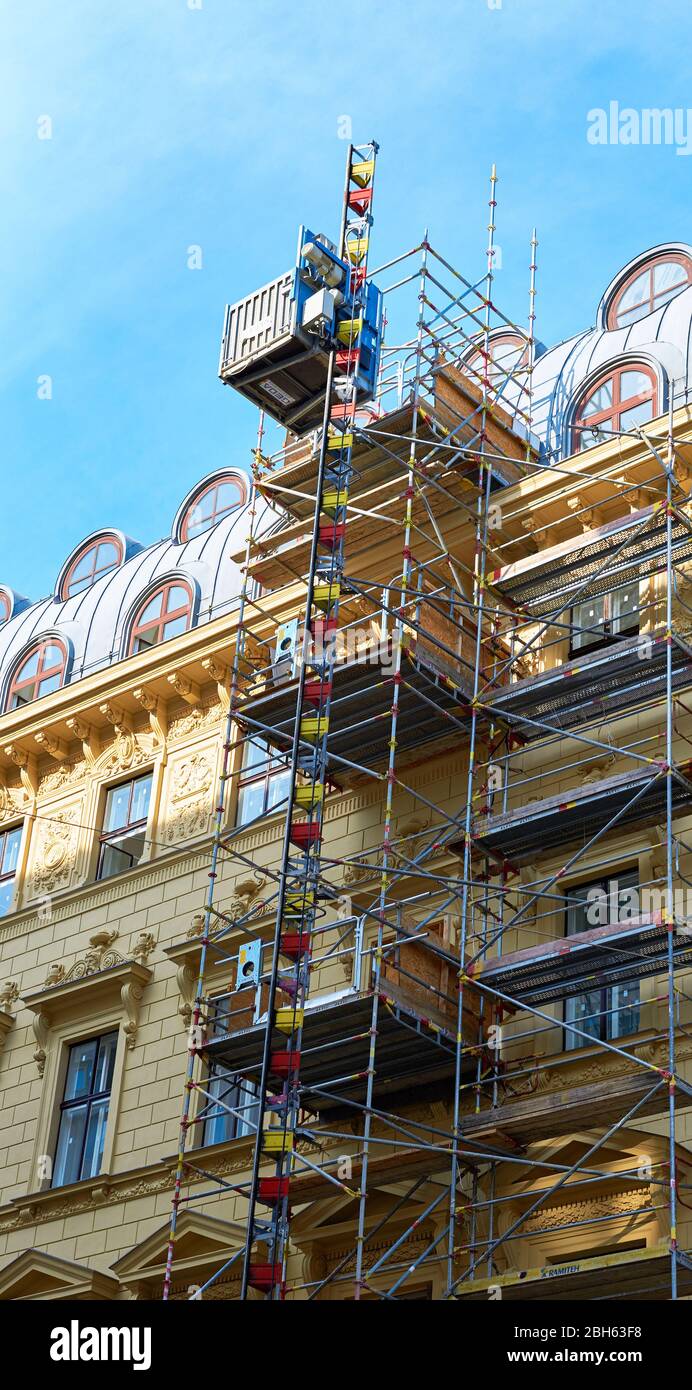 Lavori di costruzione per le strade di Vienna Foto Stock