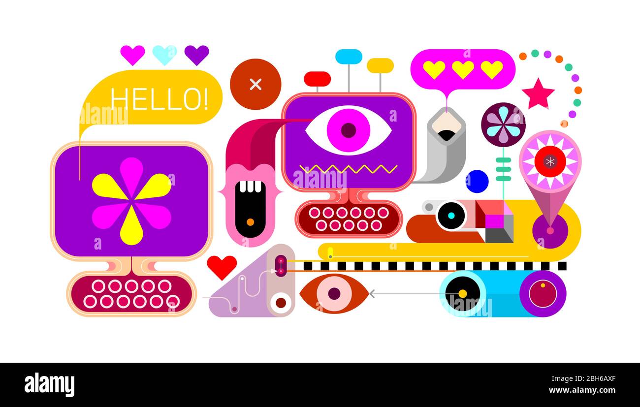 Macchina per il design delle attrazioni, Jukebox. Illustrazione vettoriale di arte moderna. Illustrazione Vettoriale