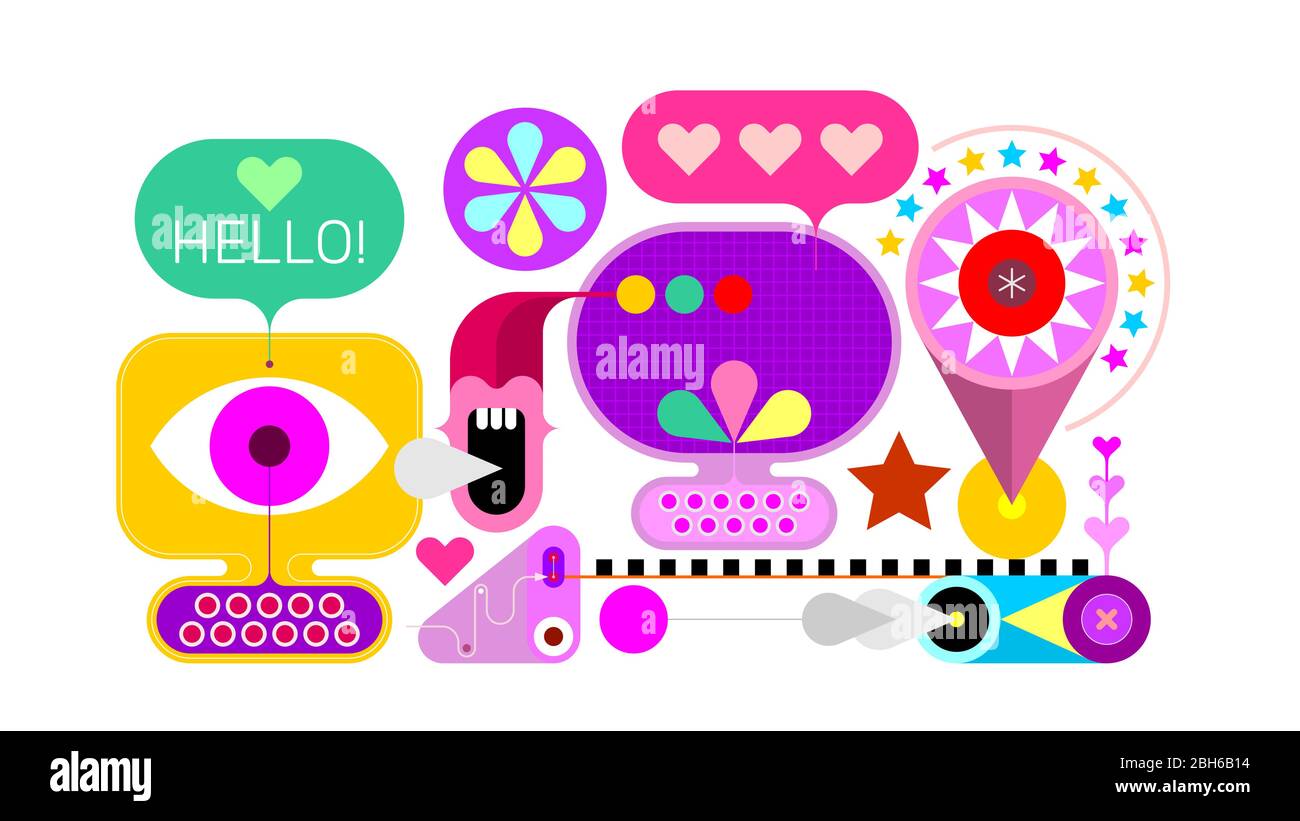 Macchina per il design delle attrazioni, Jukebox. Illustrazione vettoriale di arte moderna. Illustrazione Vettoriale