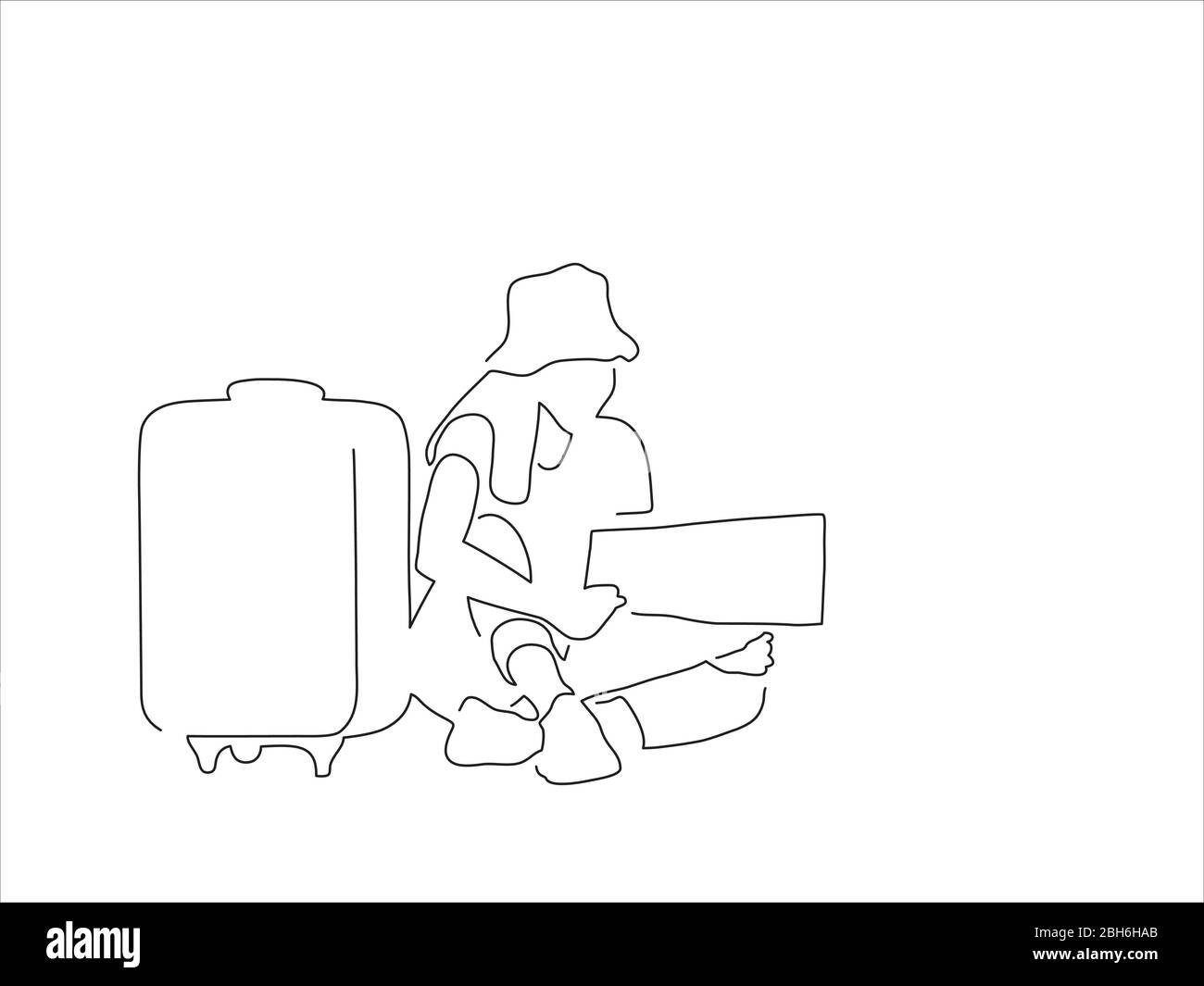 Persone che viaggiano disegno di linea, disegno di illustrazione vettoriale. Illustrazione Vettoriale