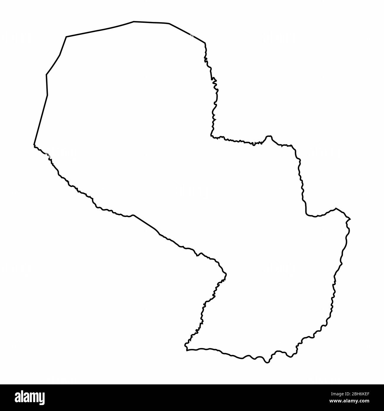 Mappa del profilo del Paraguay isolata su sfondo bianco Illustrazione Vettoriale
