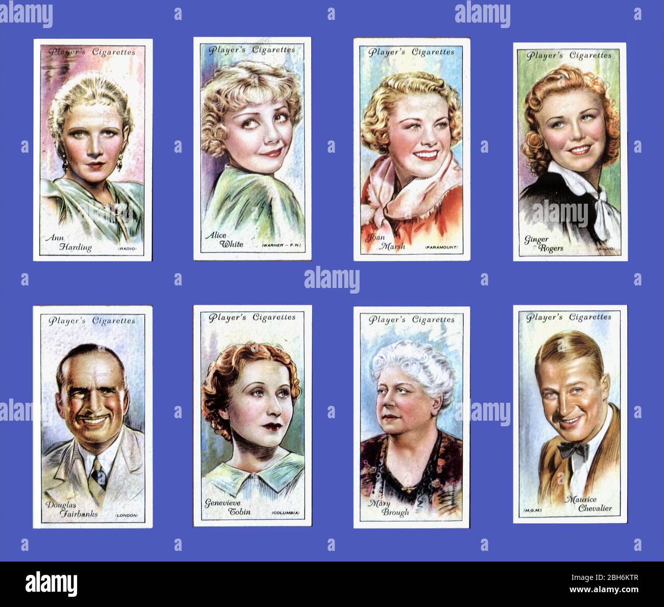 Cartoline di 1930/50 attori e attoresse da sigarette John Player Foto Stock