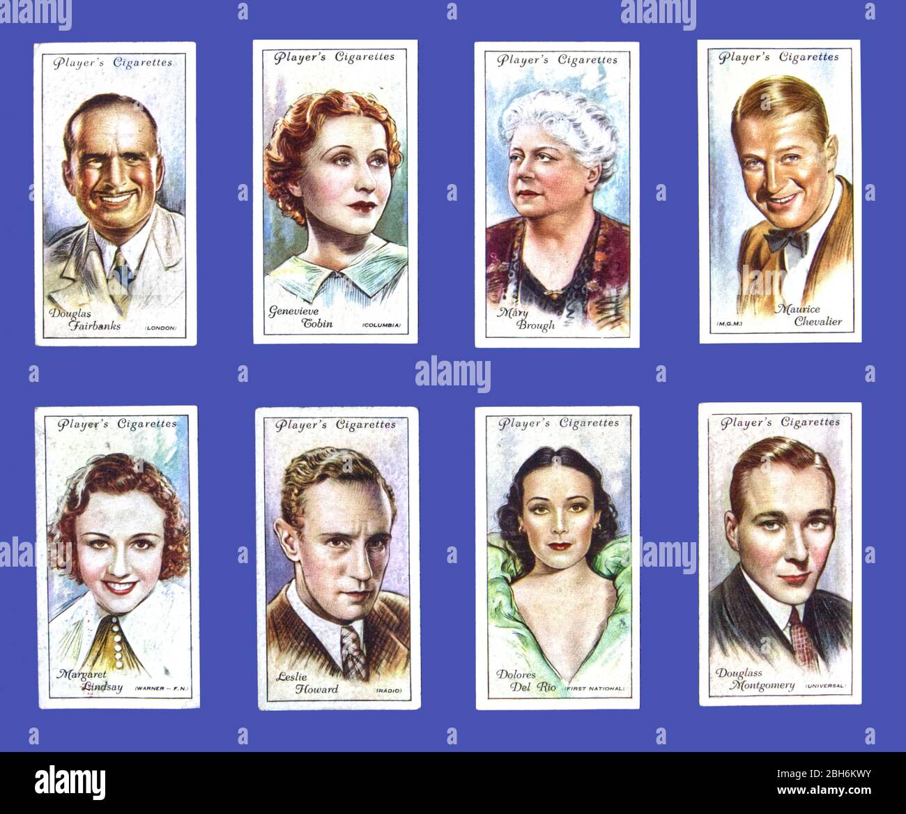 Cartoline di 1930/50 attori e attoresse da sigarette John Player Foto Stock