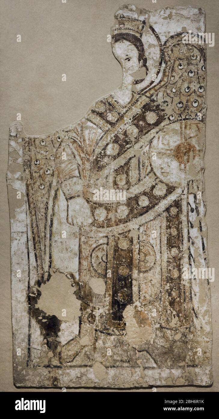 Affresco raffigurante l'Arcangelo (Raffaello?). Seconda metà dell'VIII secolo - prima metà del IX secolo. Dalla scala della Cattedrale di Faras (Sudan). Faras Gallery. Museo Nazionale. Varsavia. Polonia. Foto Stock