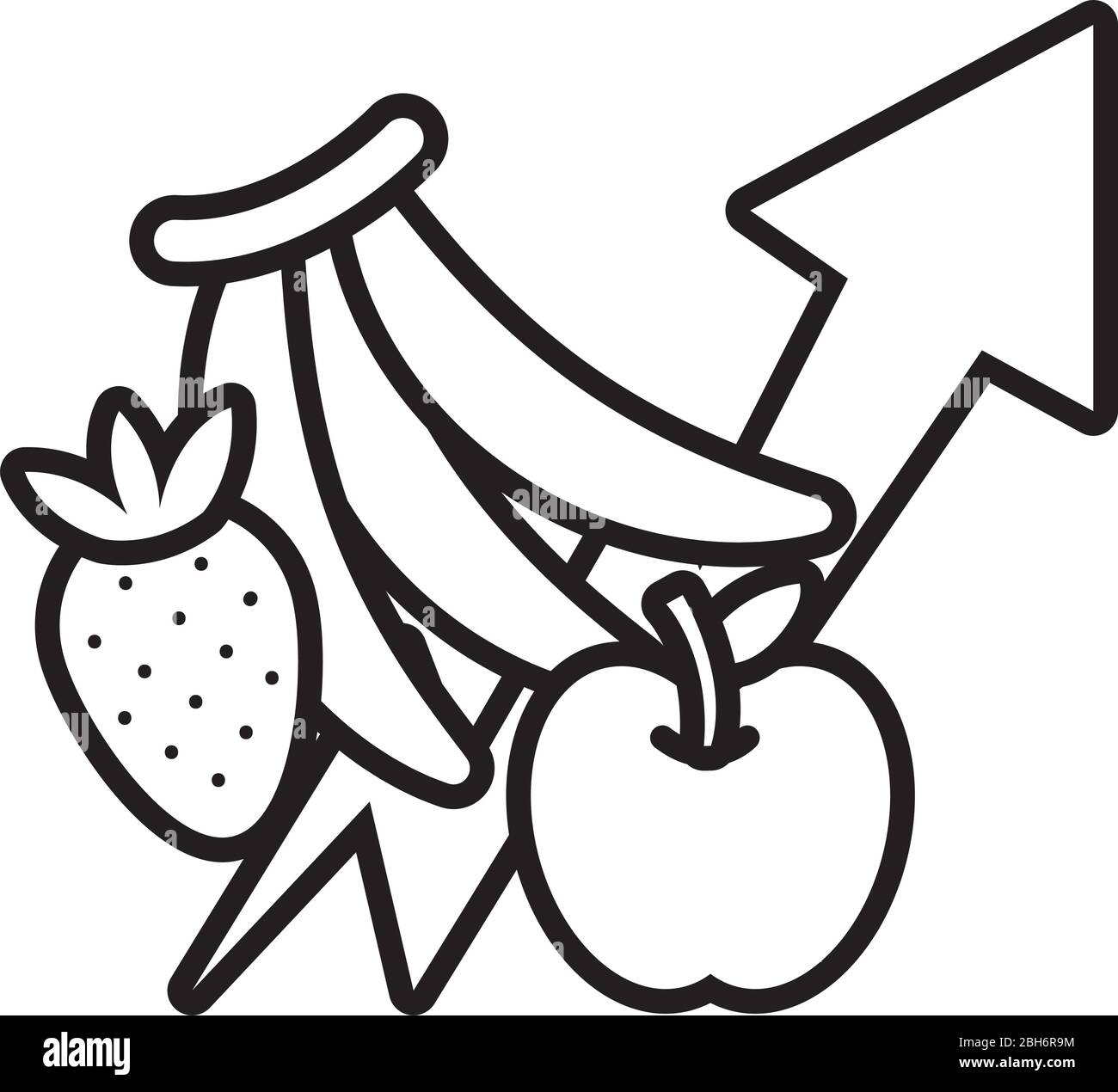 frutta fresca stile linea Illustrazione Vettoriale