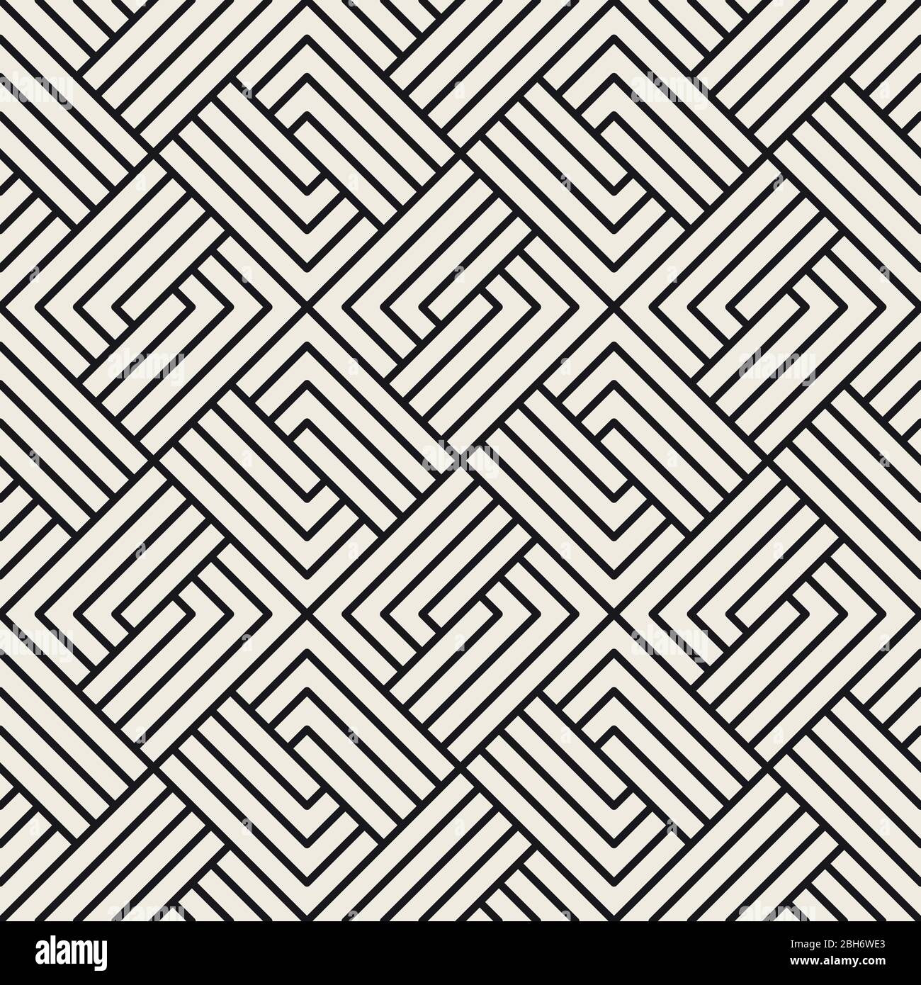 Vector seamless pattern. Geometrico ornamento striato. Monocromatico linee a spirale traliccio. Illustrazione Vettoriale