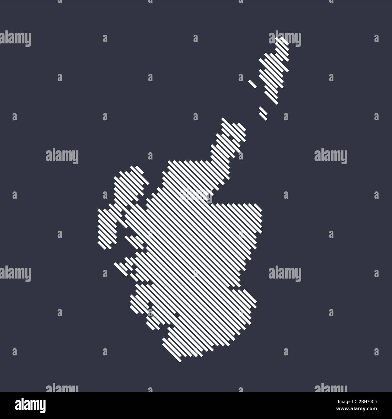 Mappa stilizzata della Scozia con linee diagonali semplici Illustrazione Vettoriale