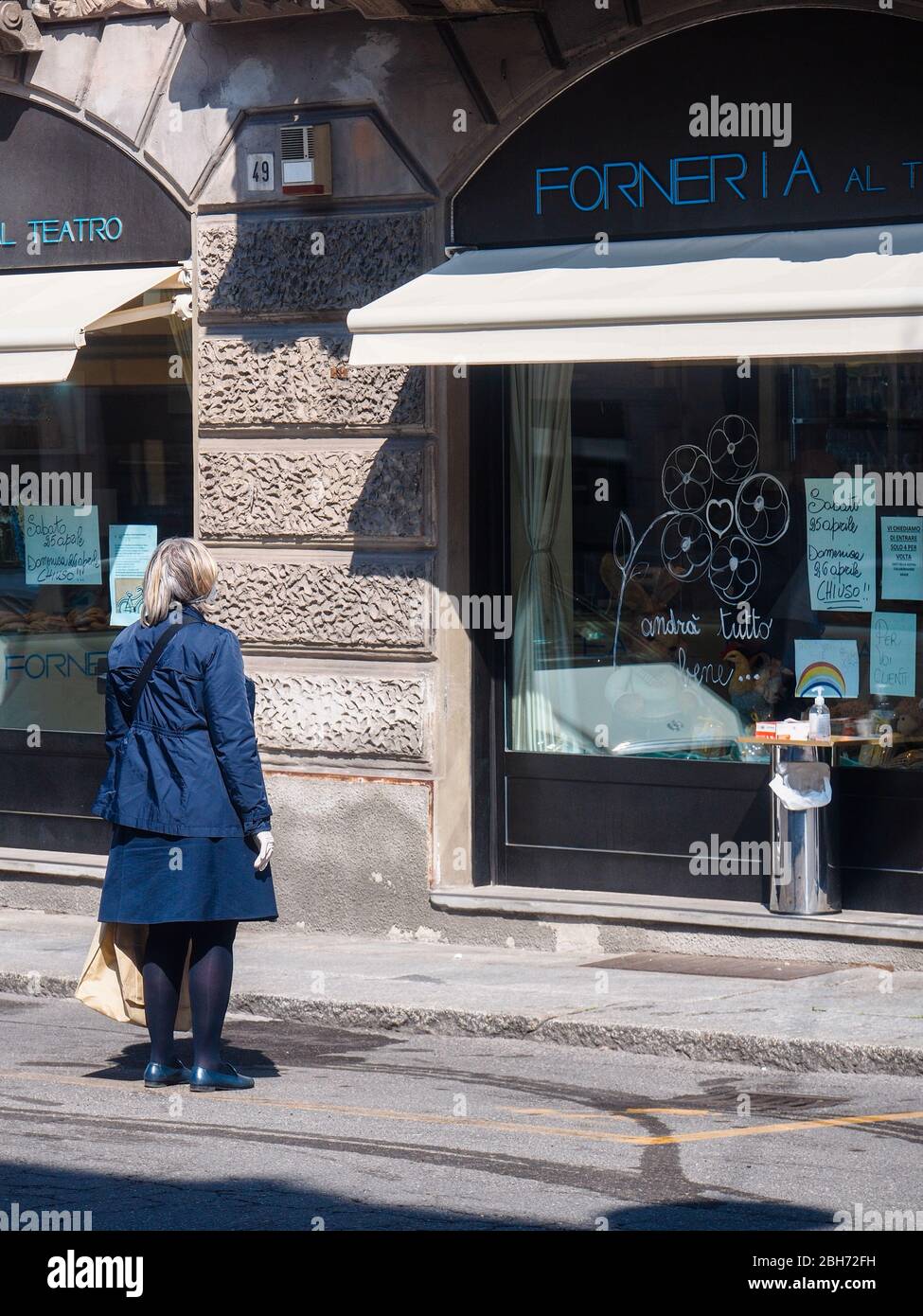 Cremona, Lombardia, Italia - 24 Aprile 20 2020 - vita quotidiana della città durante il blocco della città di coronavirus Foto Stock