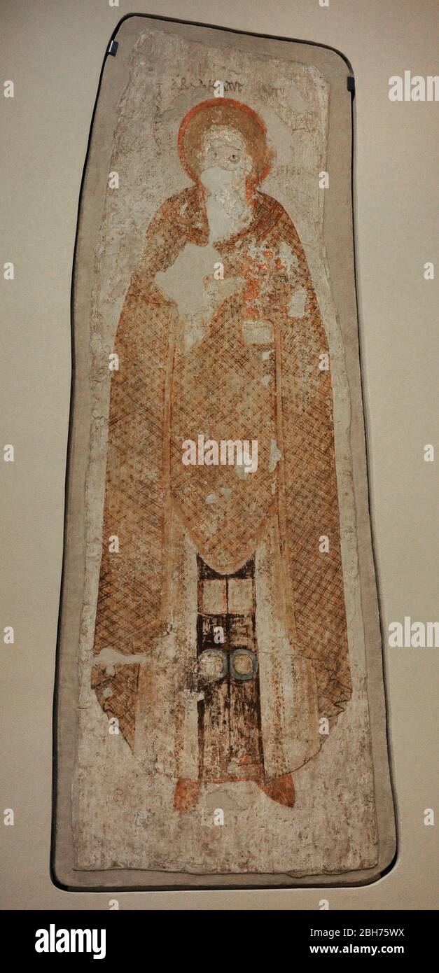 Affresco raffigurante San Kaau il Martire. seconda metà del x secolo. Cappella meridionale. Cattedrale di Faras (Sudan). Faras Gallery. Museo Nazionale. Varsavia. Polonia. Foto Stock