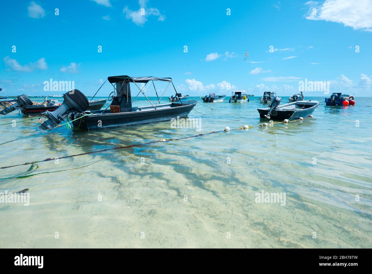 Barche a San Andres Island nei Caraibi, Colombia, Sud America Foto Stock