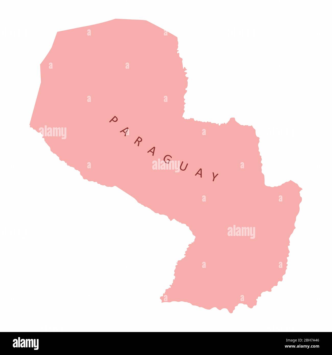 Mappa colorata Paraguay con etichetta isolata su sfondo bianco Illustrazione Vettoriale