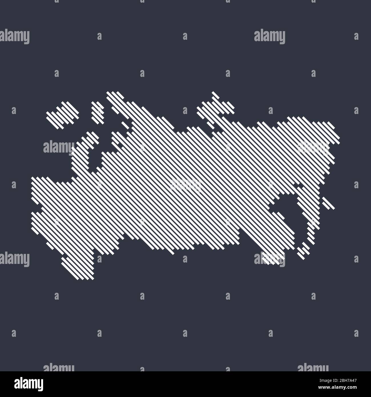 Mappa stilizzata della Russia con linee diagonali semplici Illustrazione Vettoriale