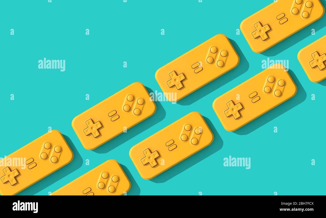 sfondo del controller di gioco per computer retro. Rendering 3D Foto Stock