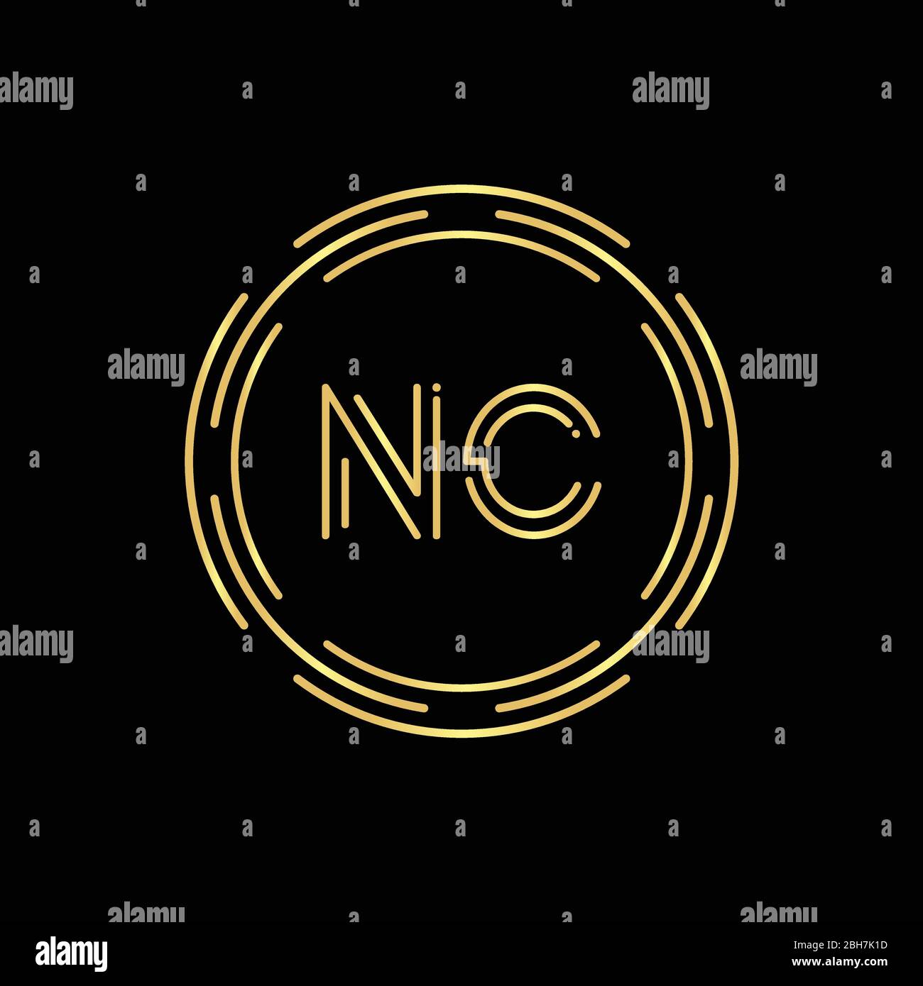 Modello vettoriale per il design del logo della lettera iniziale NC. Digital Abstract NC Letter Logo Design Illustrazione Vettoriale