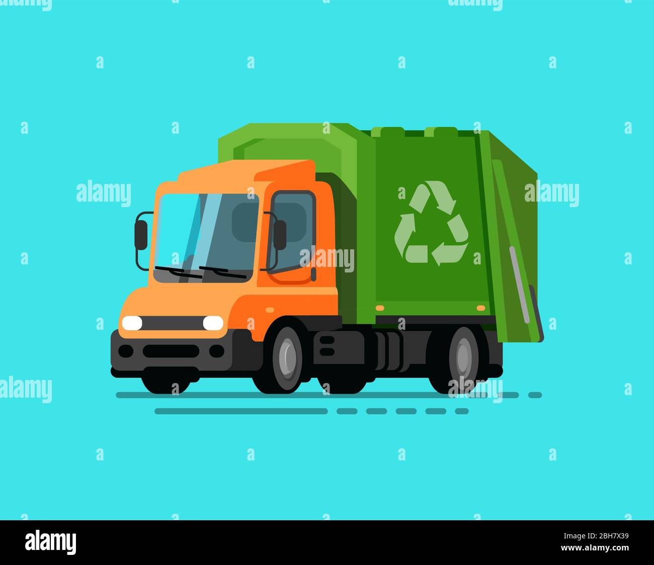 Veicolo per rifiuti. Illustrazione del vettore di smistamento dei rifiuti, riciclaggio Illustrazione Vettoriale