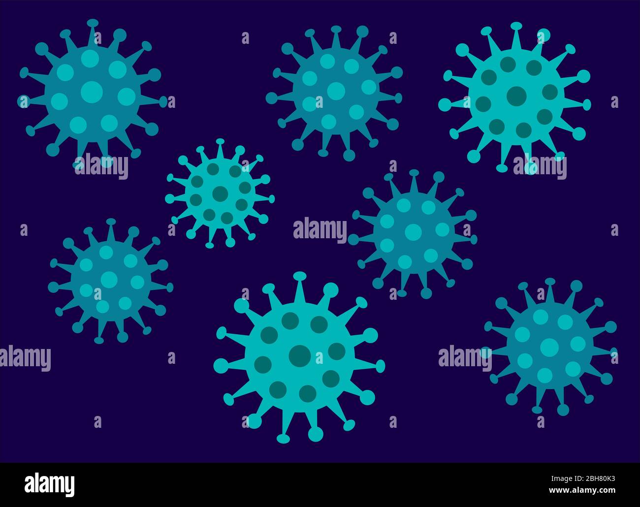 Illustrazione delle cellule batteriche del coronavirus - sfondo Foto Stock