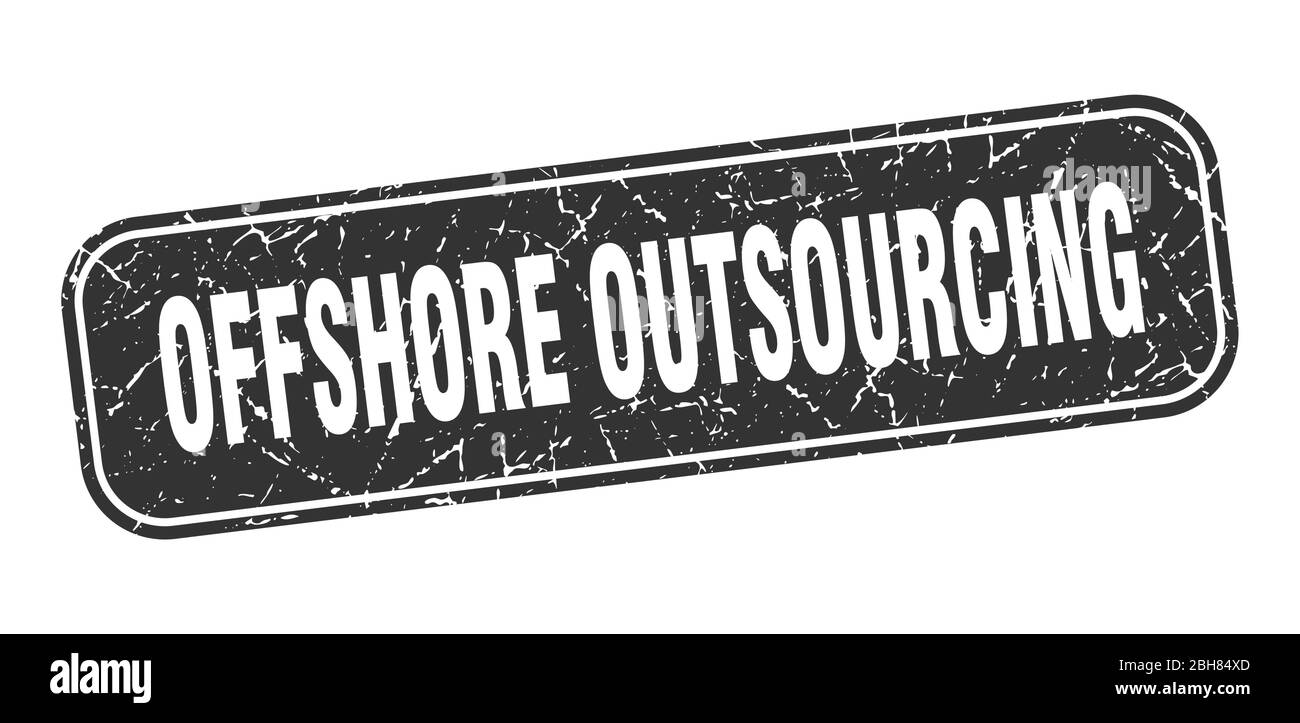 offshore outsourcing timbro. offshore outsourcing quadrato grungy nero segno Illustrazione Vettoriale