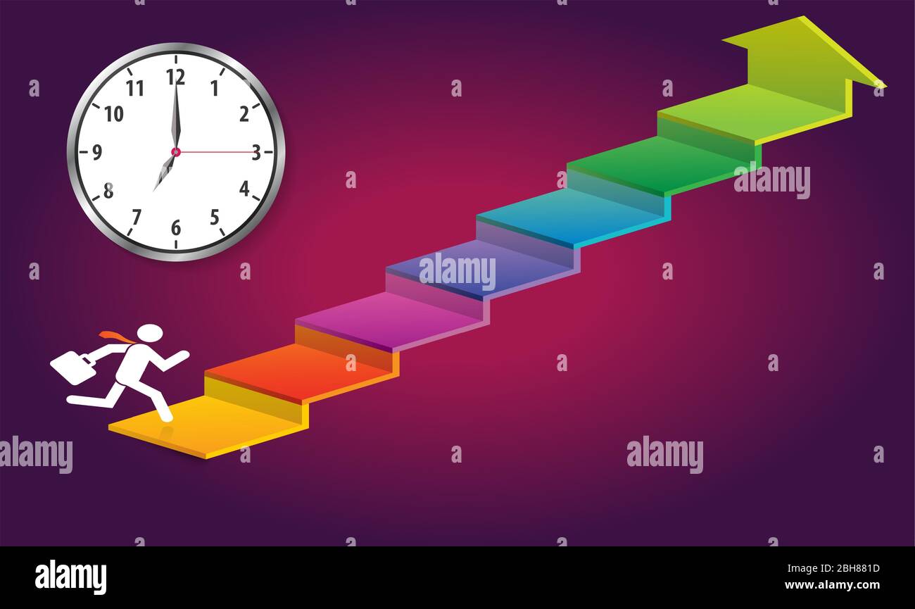 l'uomo prende i passi per crescere Illustrazione Vettoriale