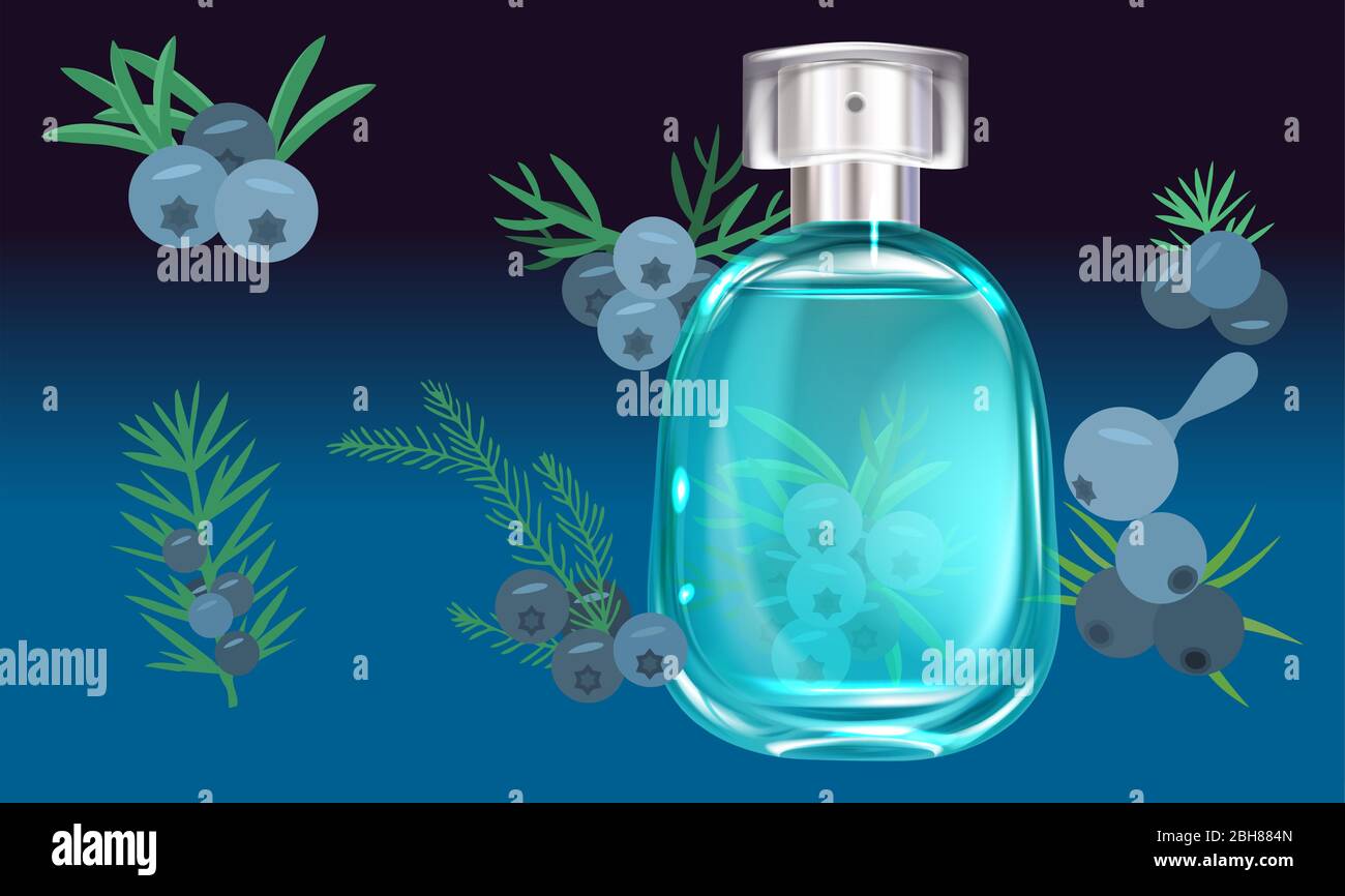 mock su illustrazione del profumo di mirtillo su sfondo astratto Illustrazione Vettoriale