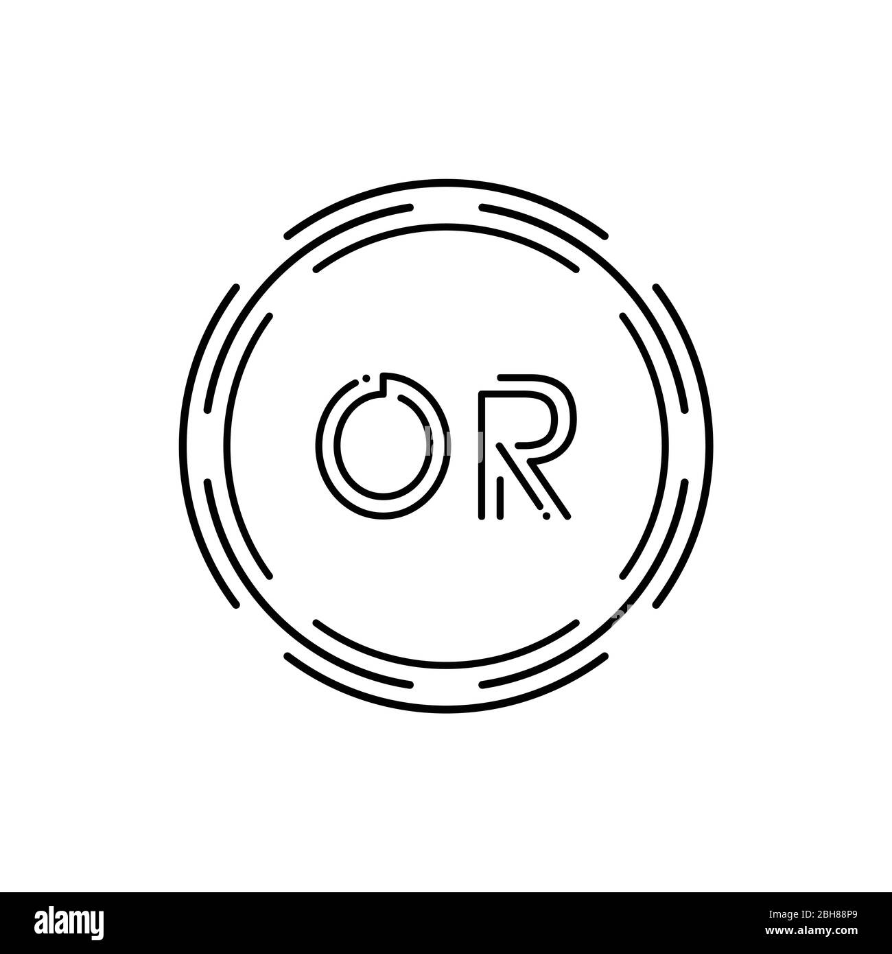 Modello vettoriale per la lettera del monogramma iniziale O il logo. Tecnologia digitale O design di logo Letter Illustrazione Vettoriale