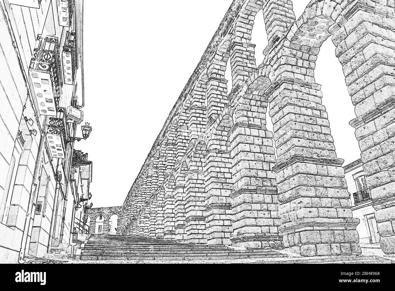 Acquedotto romano, Segovia, Spagna ( illustrazione ) Foto Stock