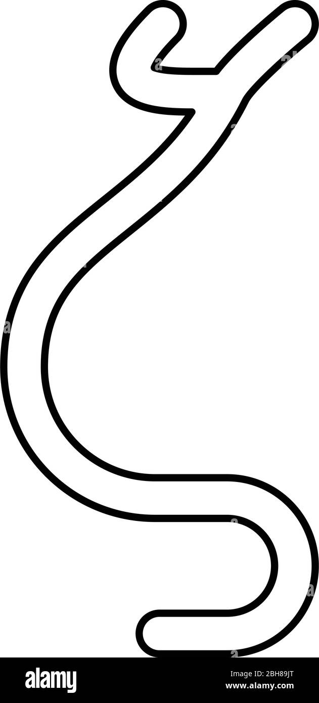 Zeta simbolo greco piccola lettera carattere minuscolo icona contorno nero colore vettore illustrazione stile piatto semplice immagine Illustrazione Vettoriale