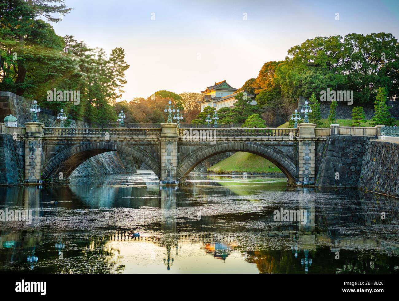 Giappone, Tokyo City, il Palazzo Imperiale, Nijubashi Foto Stock