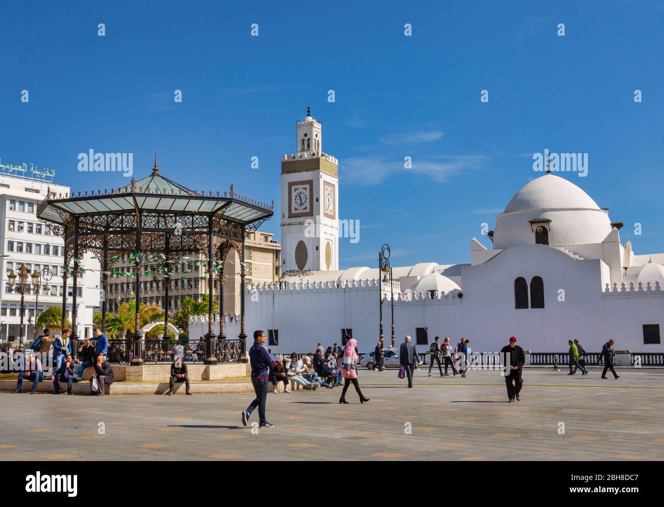 Argelia, Argel City, Piazza dei Martiri, Moschea Djemaa El-Djedid, UNESCO, Foto Stock