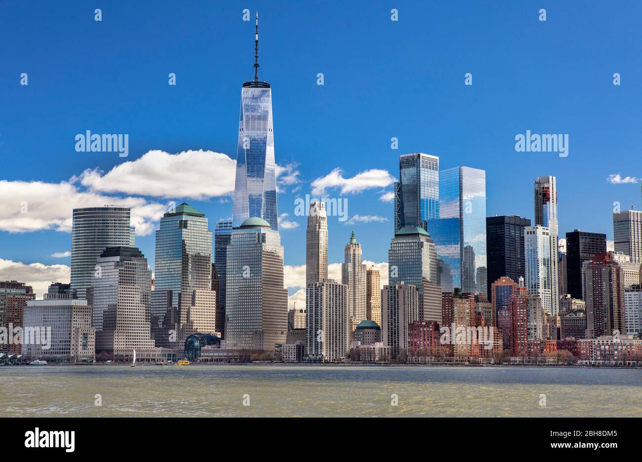 Stati Uniti d'America, New York City, Manhattan Downtown Manhattan, Skyline, World Trade Bldg., fiume Hudson Foto Stock