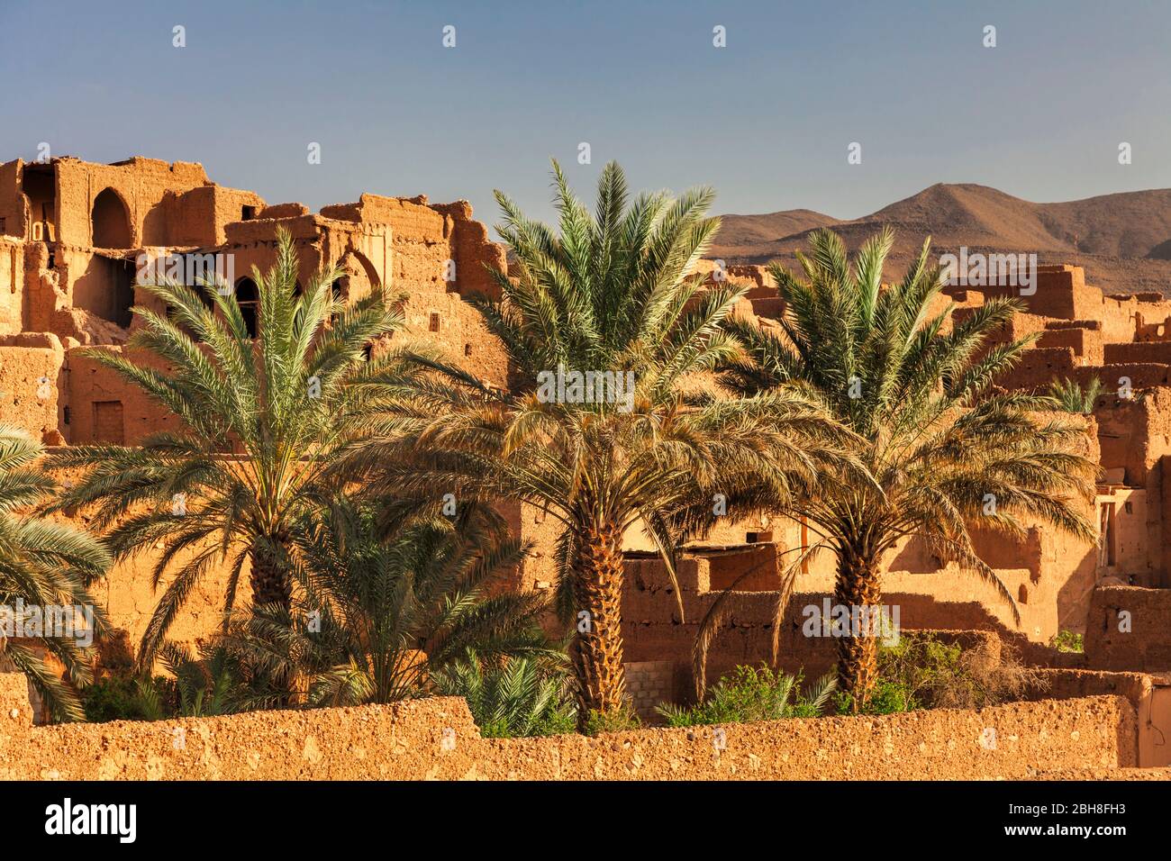 Lehmdorf Ksar Tamnougalte, la kasbah più antica del paese, la valle di Draa, il Marocco meridionale, il Marocco, al-Magreb, l'Africa Foto Stock