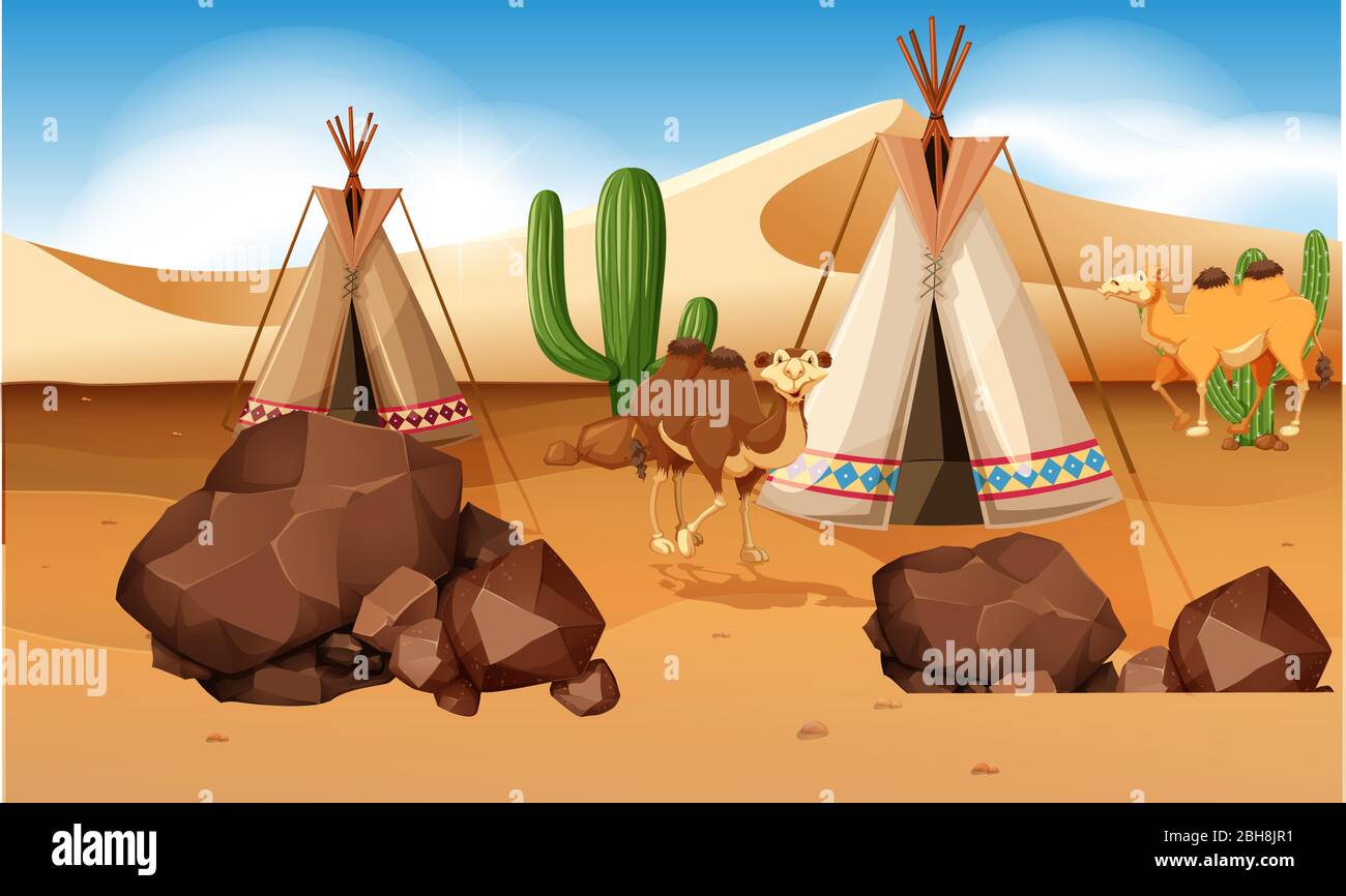 gli animali vivono in rifugi nel deserto Illustrazione Vettoriale