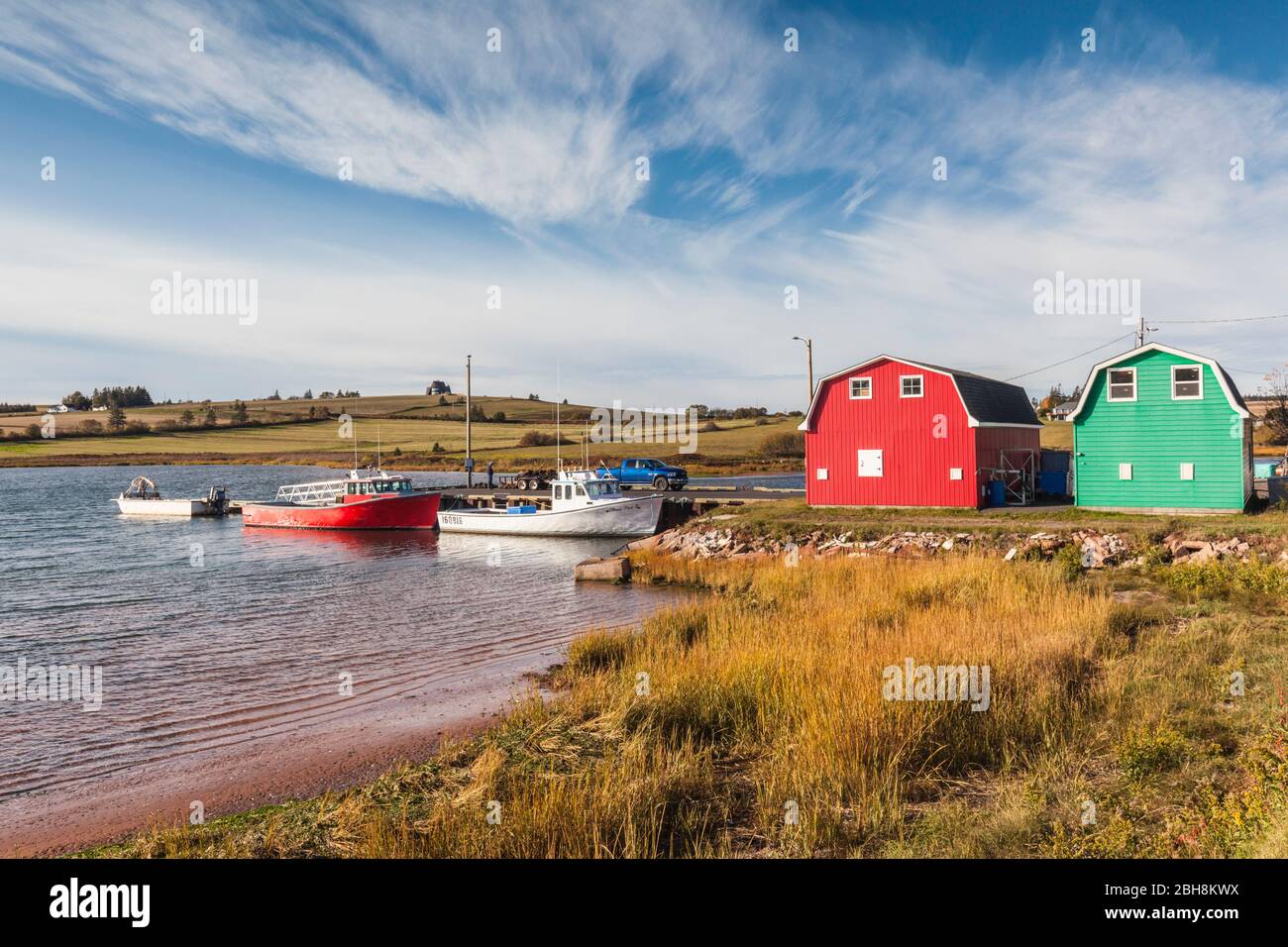 Canada, Prince Edward Island, fiume francese, piccolo porto di pesca Foto Stock