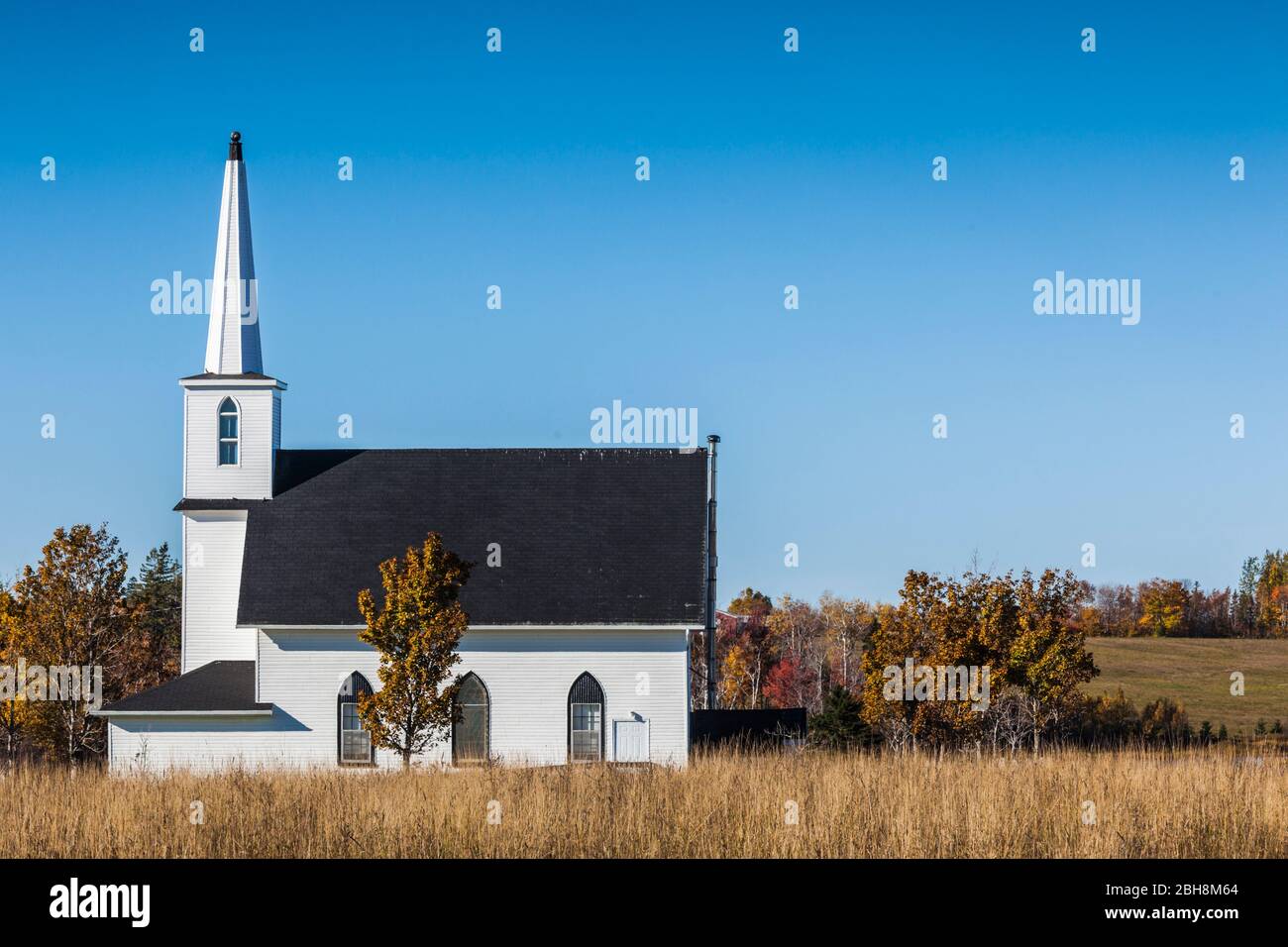 Canada, Prince Edward Island, Tyne Valley, Victoria west Chiesa Presbiteriana, autunno Foto Stock