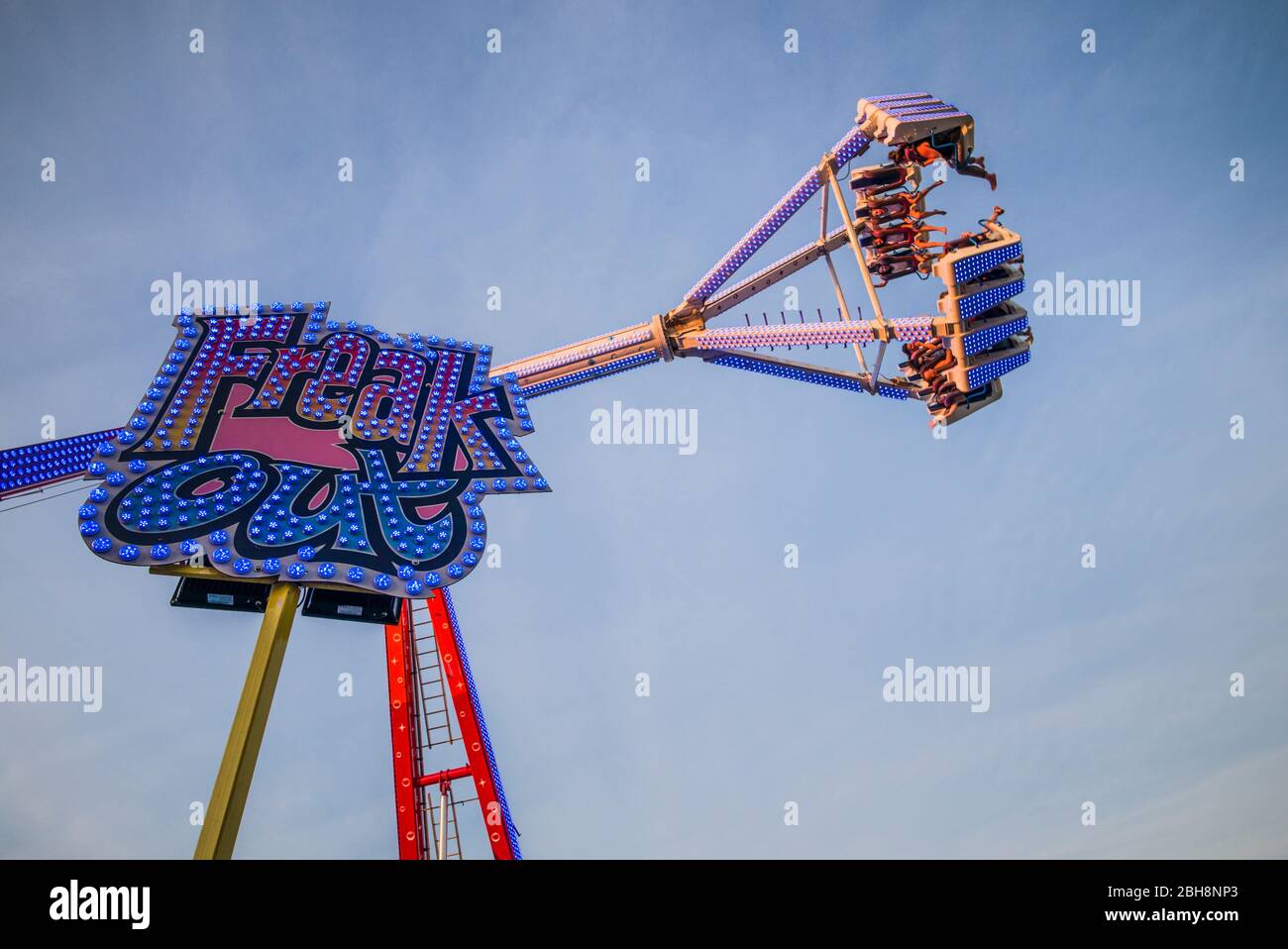 Stati Uniti d'America, New England, Massachusetts, Cape Ann, Gloucester, Saint Peters Fiesta, Freak Out carnival ride Foto Stock