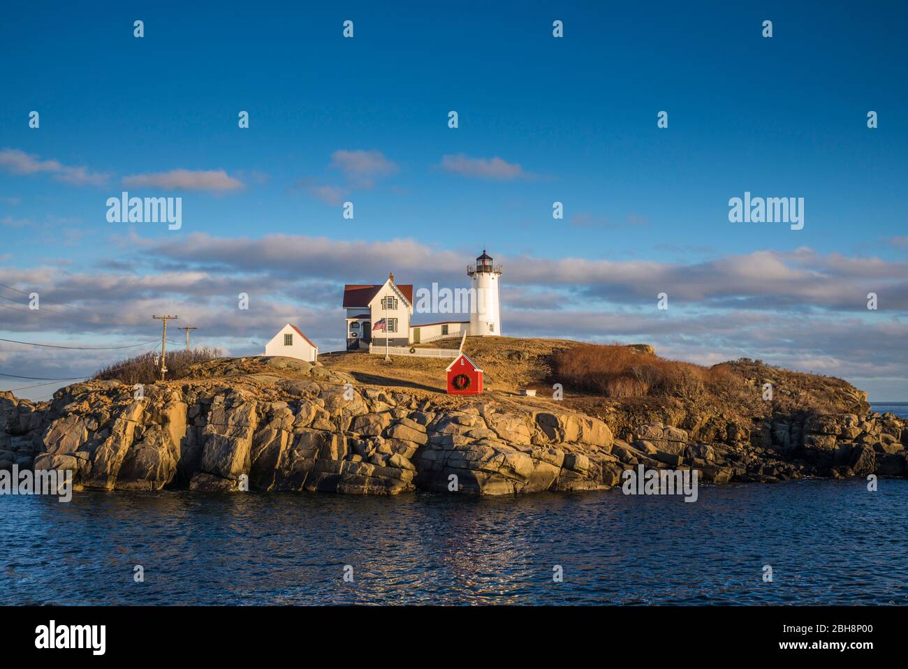 Stati Uniti d'America, Maine, York Beach, Nubble Luce faro Foto Stock