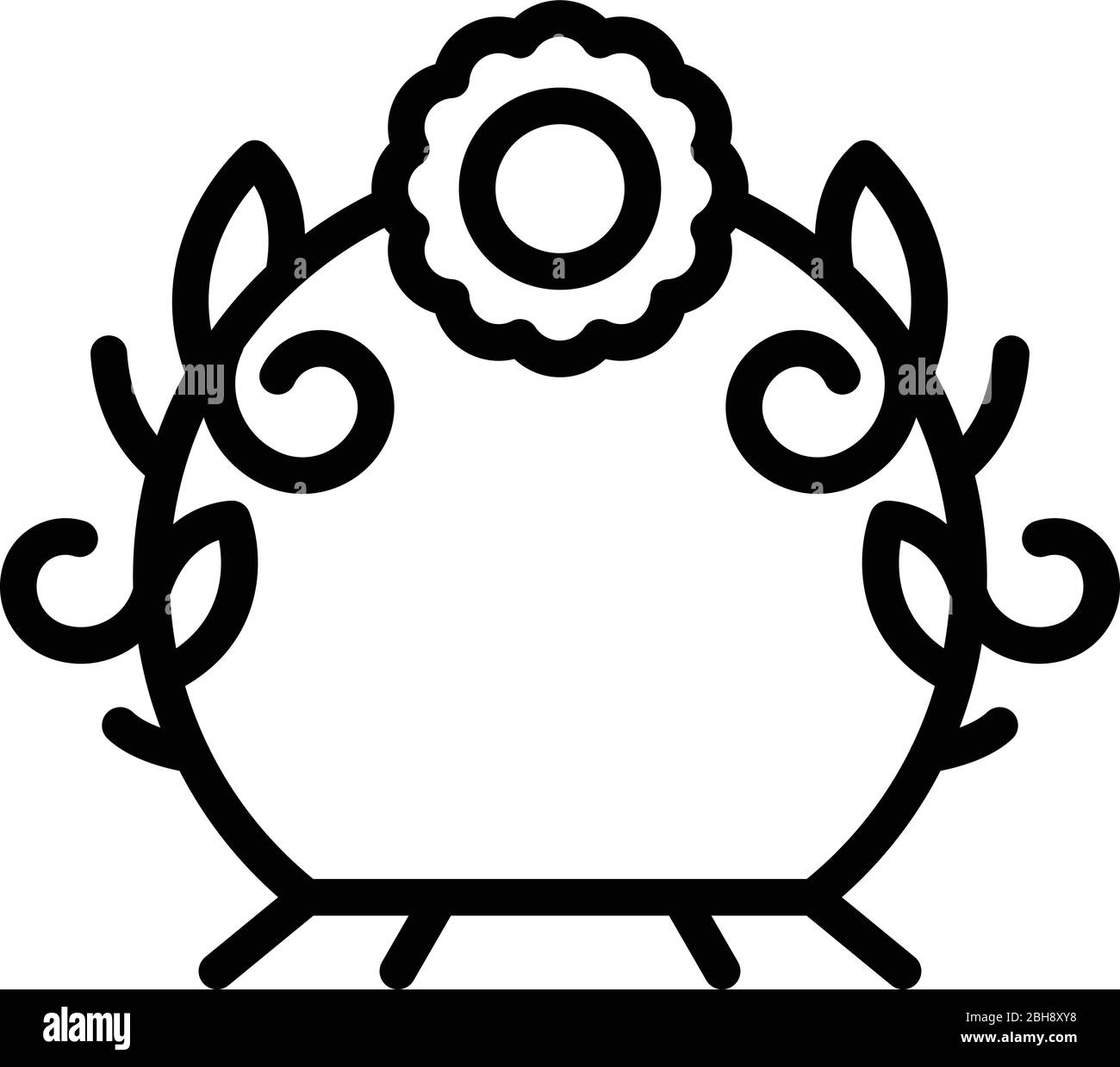 Fiore disegno arco icona, stile contorno Illustrazione Vettoriale