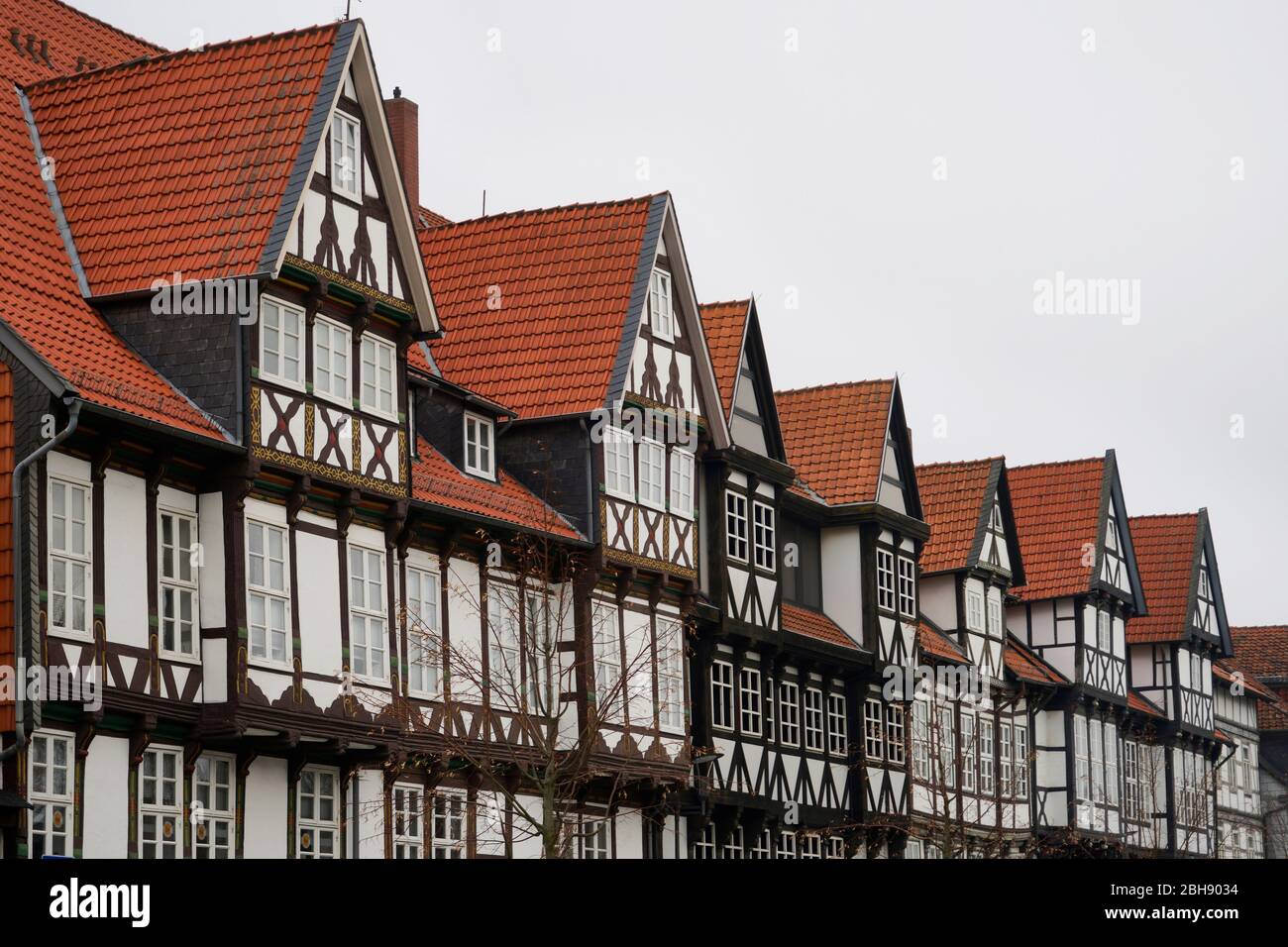 Deutschland, Niedersachsen, Wolfenbüttel, Altstadt, Fachwerkhäuser, Dachgauben, dettaglio Foto Stock