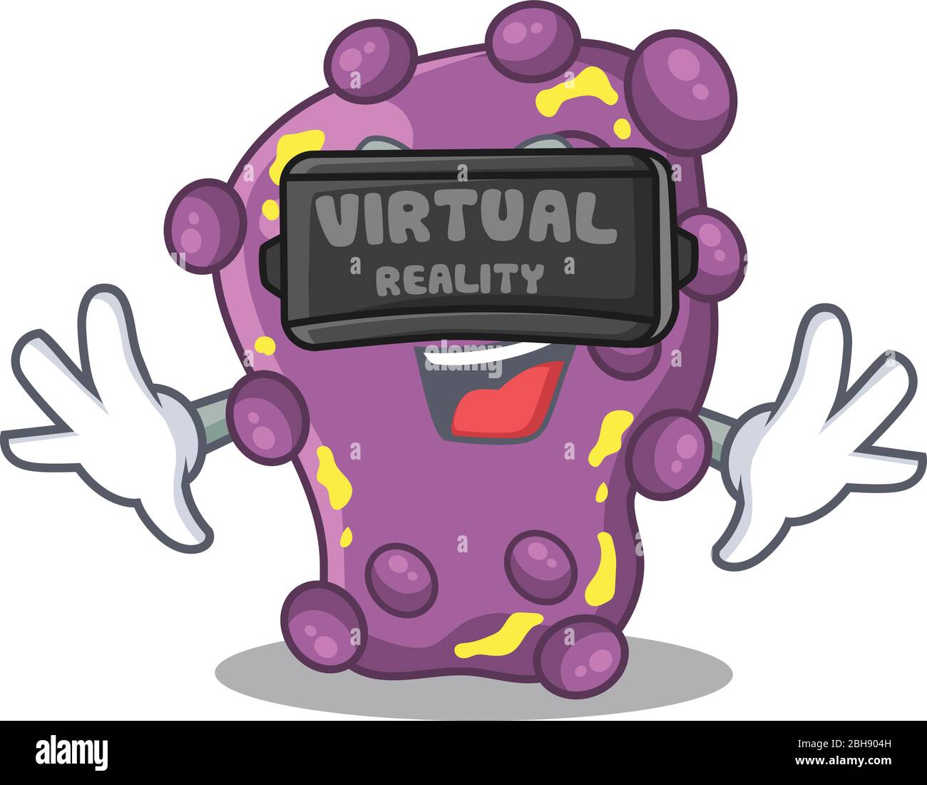 Stile di shigella con design a fumetti e moderno visore per realtà virtuale Illustrazione Vettoriale