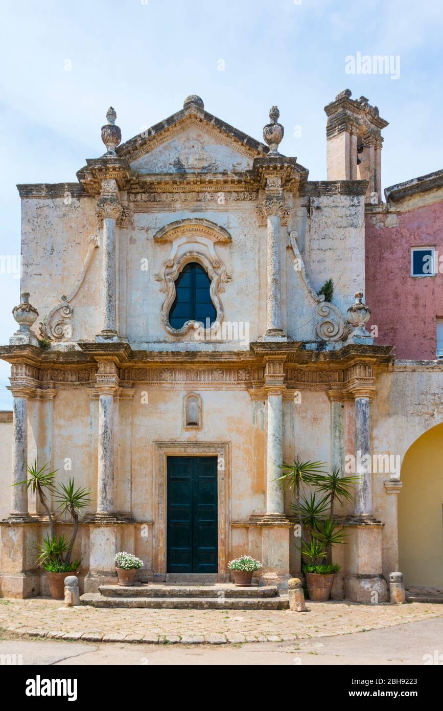 Italien, mezzogiorno, Apulien / Puglia, Halbinsel Salento, Nardò, Kirche der Masseria Brusca Foto Stock