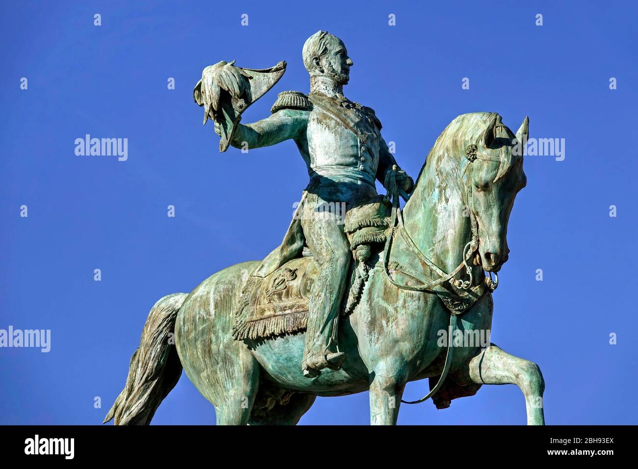 Statua equestre di Guglielmo II su Wilhelmsplatz, Lussemburgo, Granducato di Lussemburgo Foto Stock