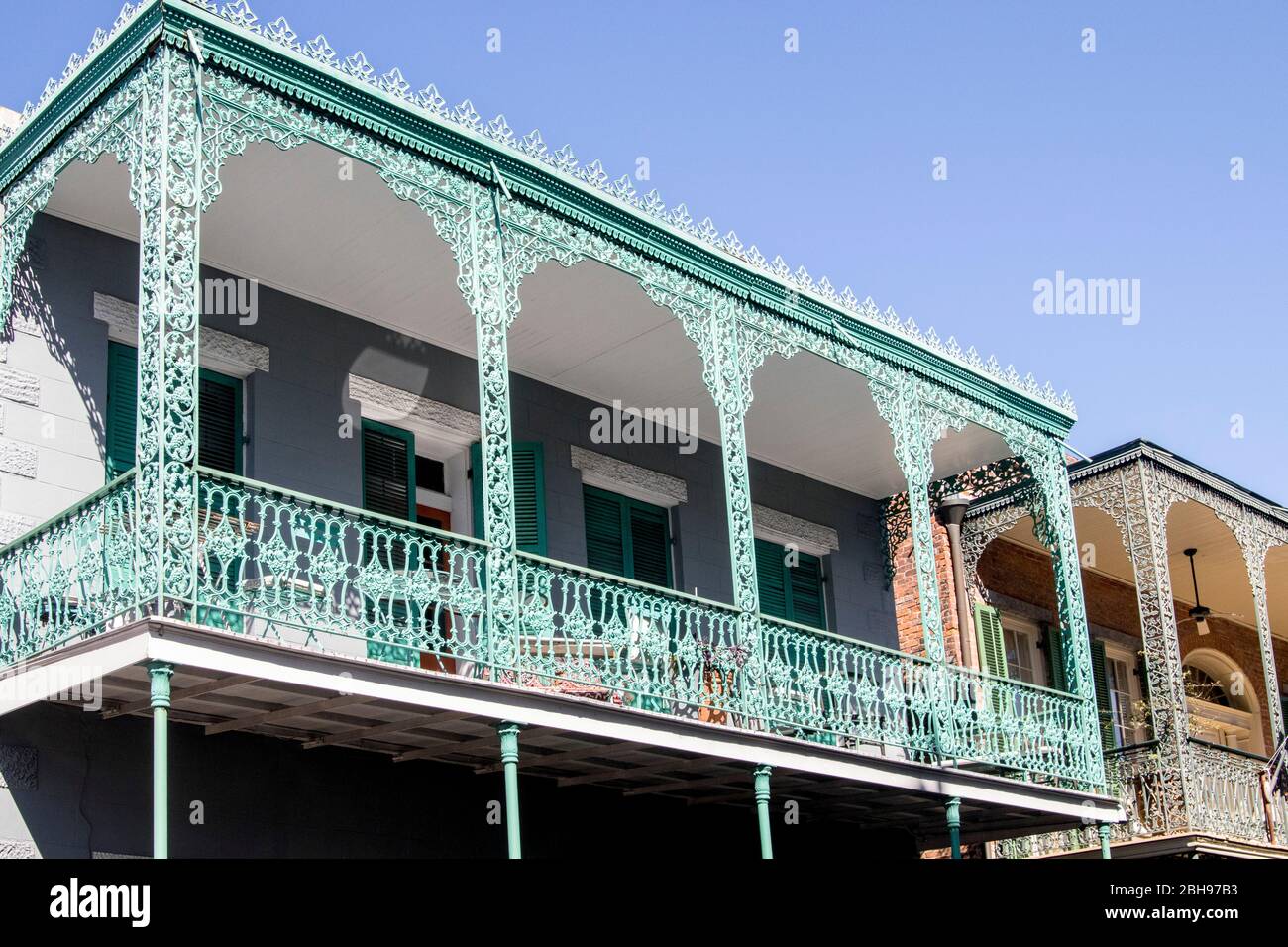 Balcone in ferro battuto New Orleans Foto Stock