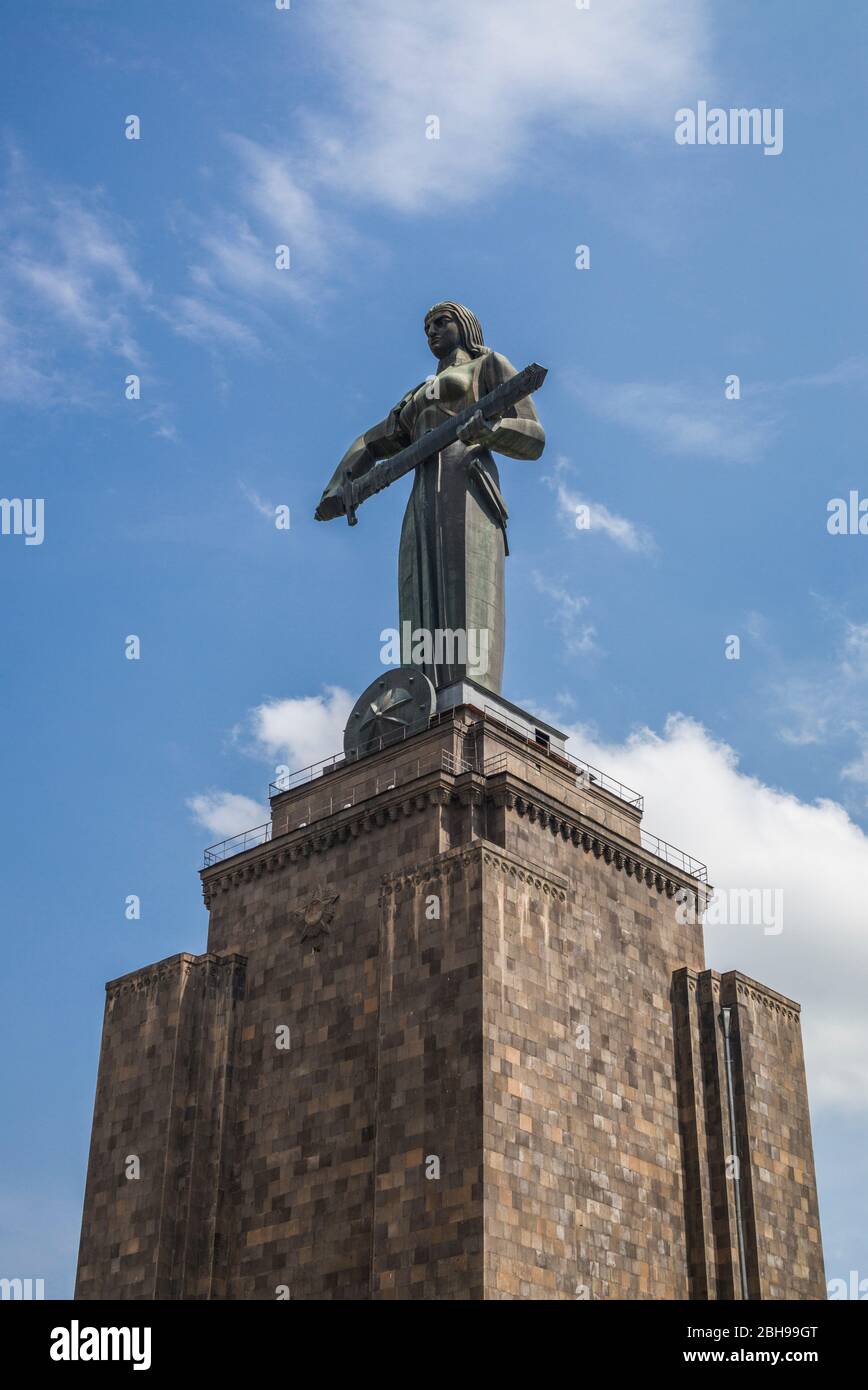 Armenia, Yerevan, dell era sovietica Madre Armenia statua Foto Stock