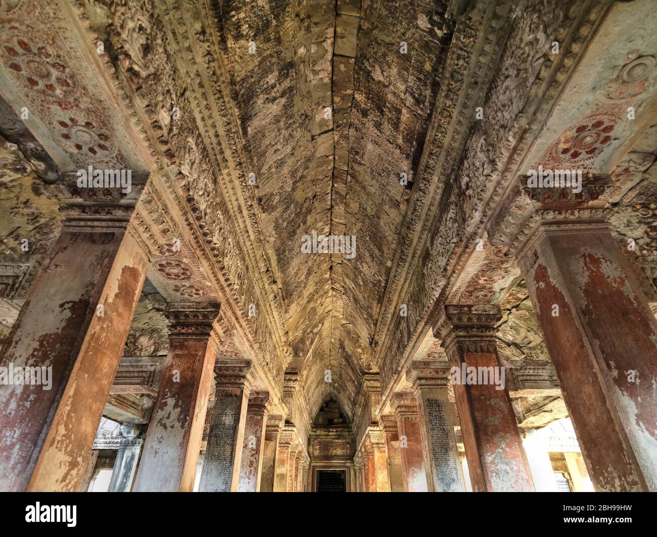 Rovine del tempio, Ta Prohm, Angkor Archaeological Park, Siem Reap, Cambogia, Foto Stock