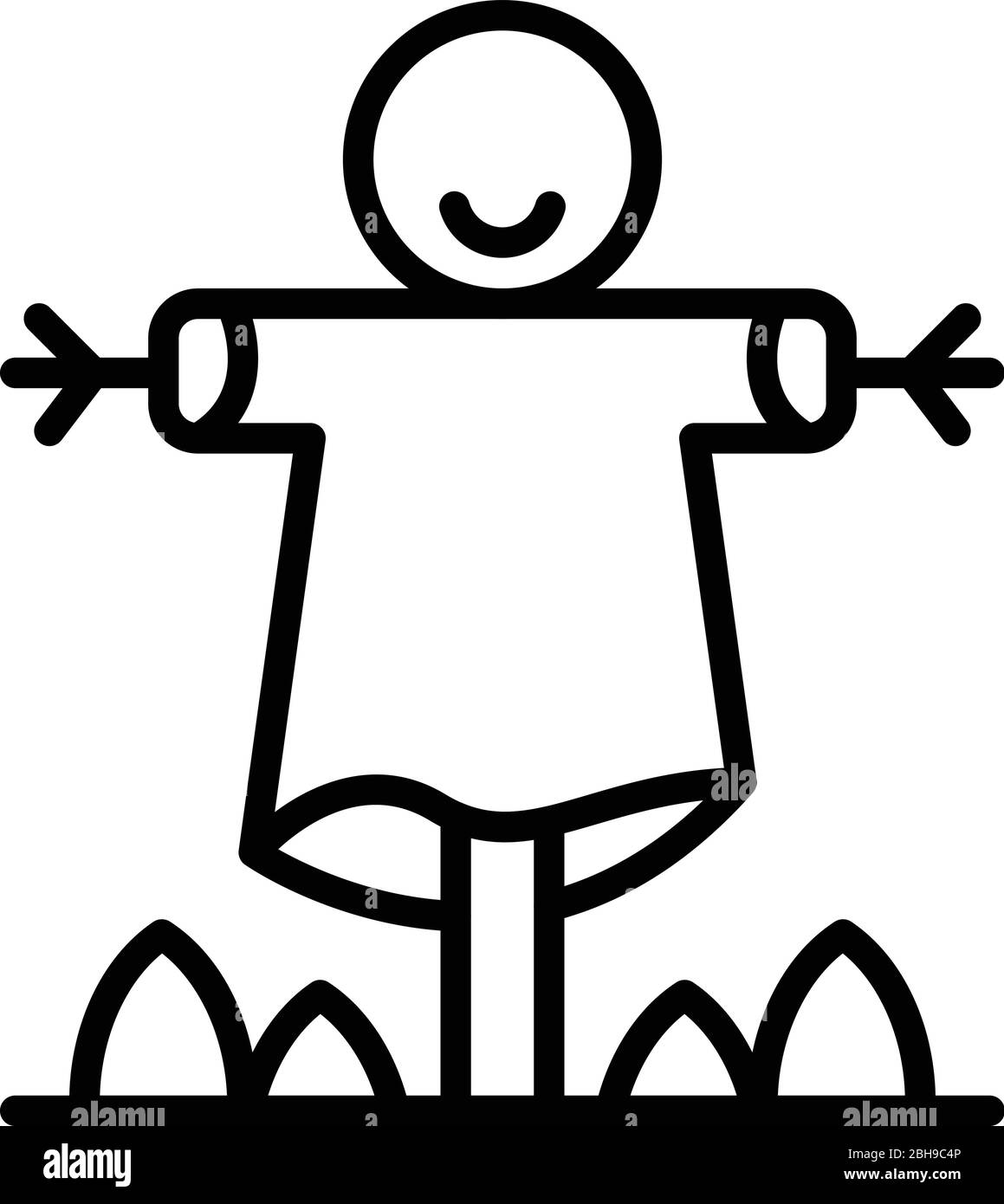 Azienda Agricola lo spaventapasseri icona, stile contorno Illustrazione Vettoriale