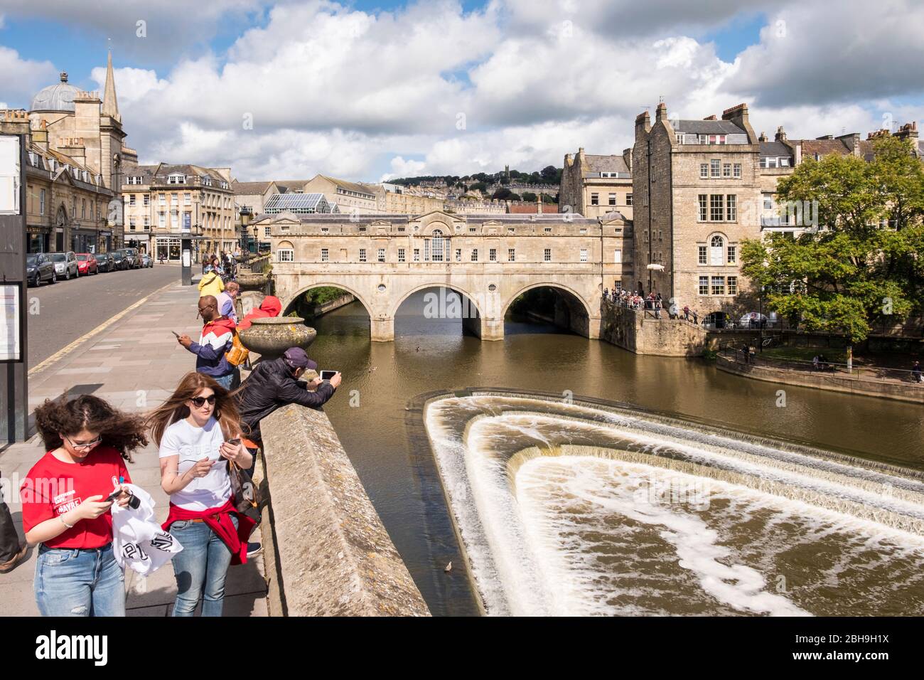 Pulteney Bridge, Bath, Somerset, Inghilterra, GB, Regno Unito Foto Stock