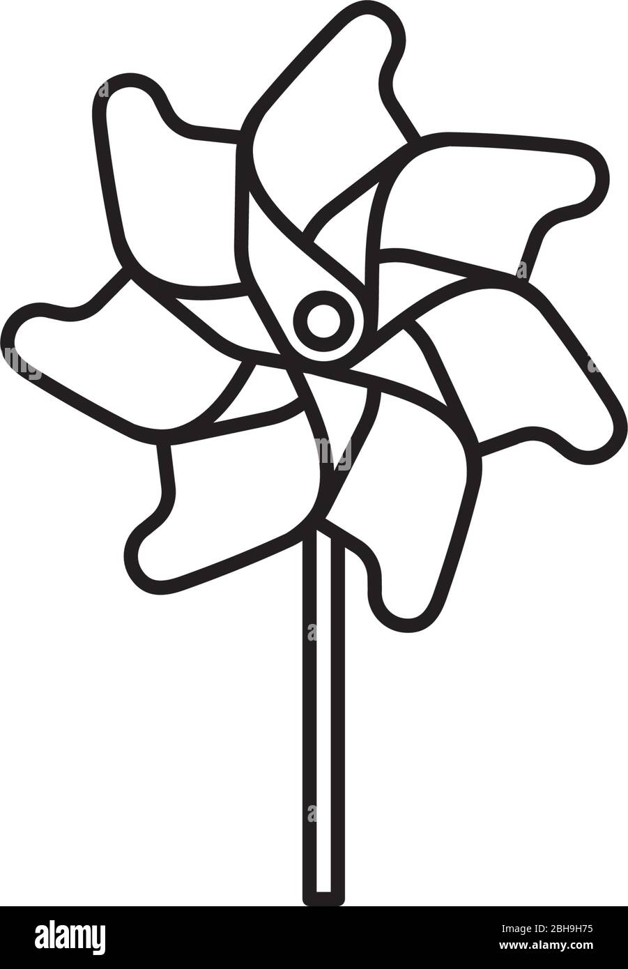 Icona della linea vettoriale isolata con rotellina per . Giocattolo per bambini e decorazione del giardino simbolo contorno Illustrazione Vettoriale